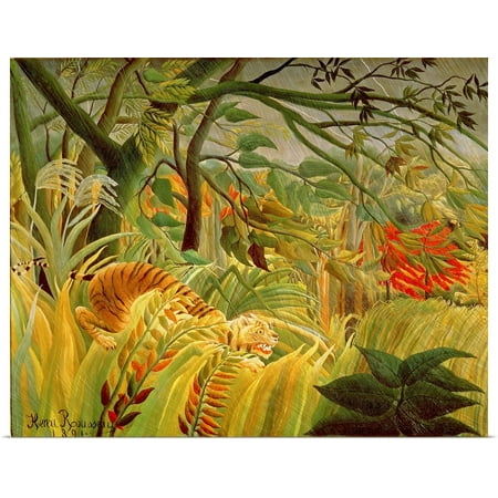 Henri Rousseau Artwork - Great BIG Canvas | Rolled Henri Rousseau Poster Print entitled Tiger in a Tropical Storm (Surprised!) 1891