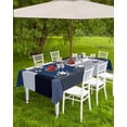 thumbnail image 4 of Outdoor Tablecloth with Umbrella Hole for Patio/Picnic/Party/Camping, Navy Blue Black Waterproof Table Cloth Rectangle Table Cover Washable, Grey White Patchwork Abstract Geometric (60"x 120"), 4 of 7