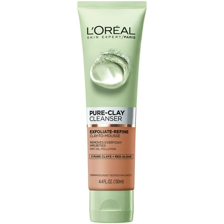 L'Oreal Paris Pure Clay Cleanser, Exfoliate & Refine, 4.4 Fl Oz