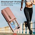 thumbnail image 4 of Decase Compatible with Samsung Galaxy Z Flip 5 Case with Card Holder and Strap for Women,Crossbody Lanyard,Stand Ring Kickstand,Snap Clasp,Phone Wallet Case,Rosegold, 4 of 10