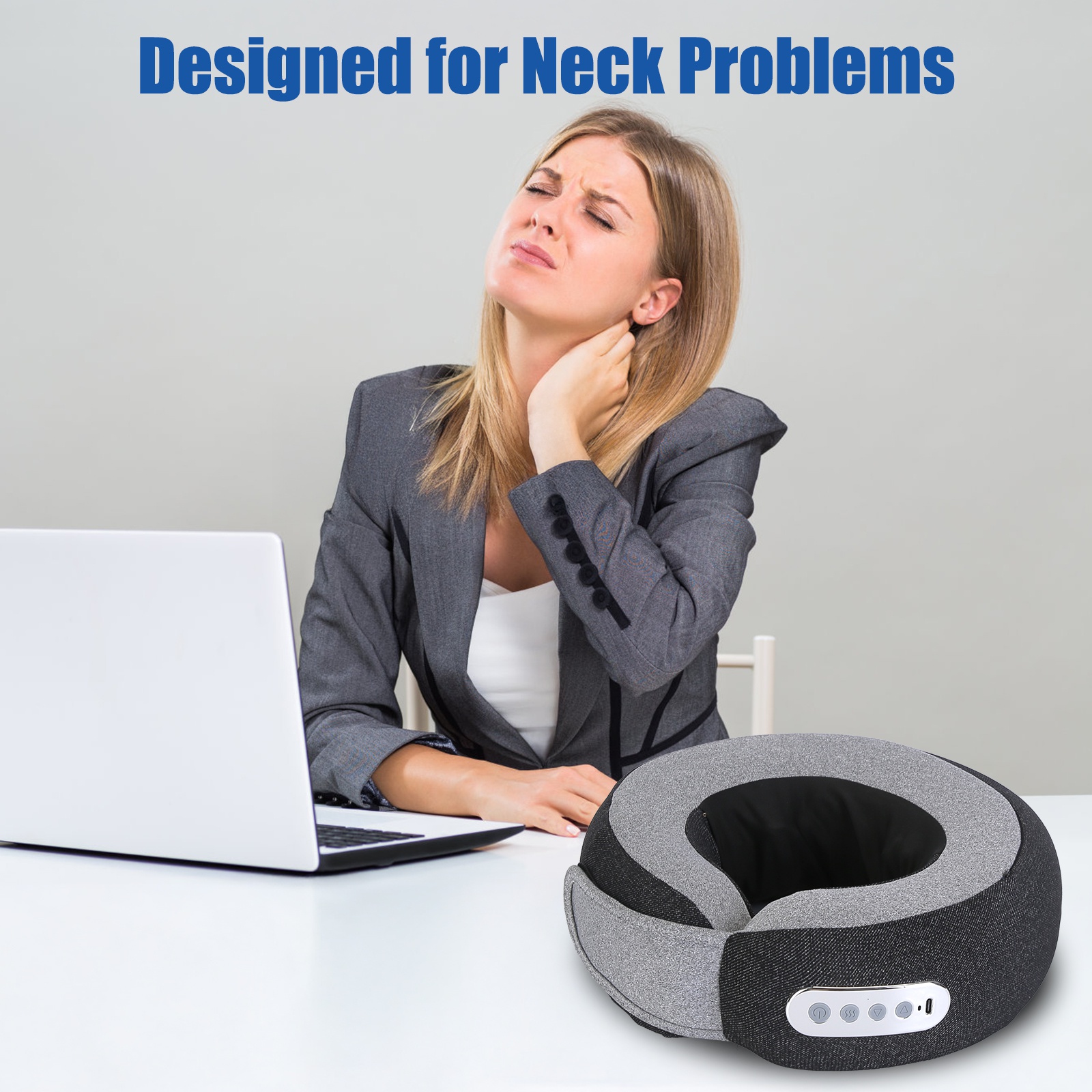 Moclever 2 in 1 Shiatsu Neck Massager with Heat, Electric Memory Foam Neck Massager Pillow with 3 Speeds Timer for Home Office Travel