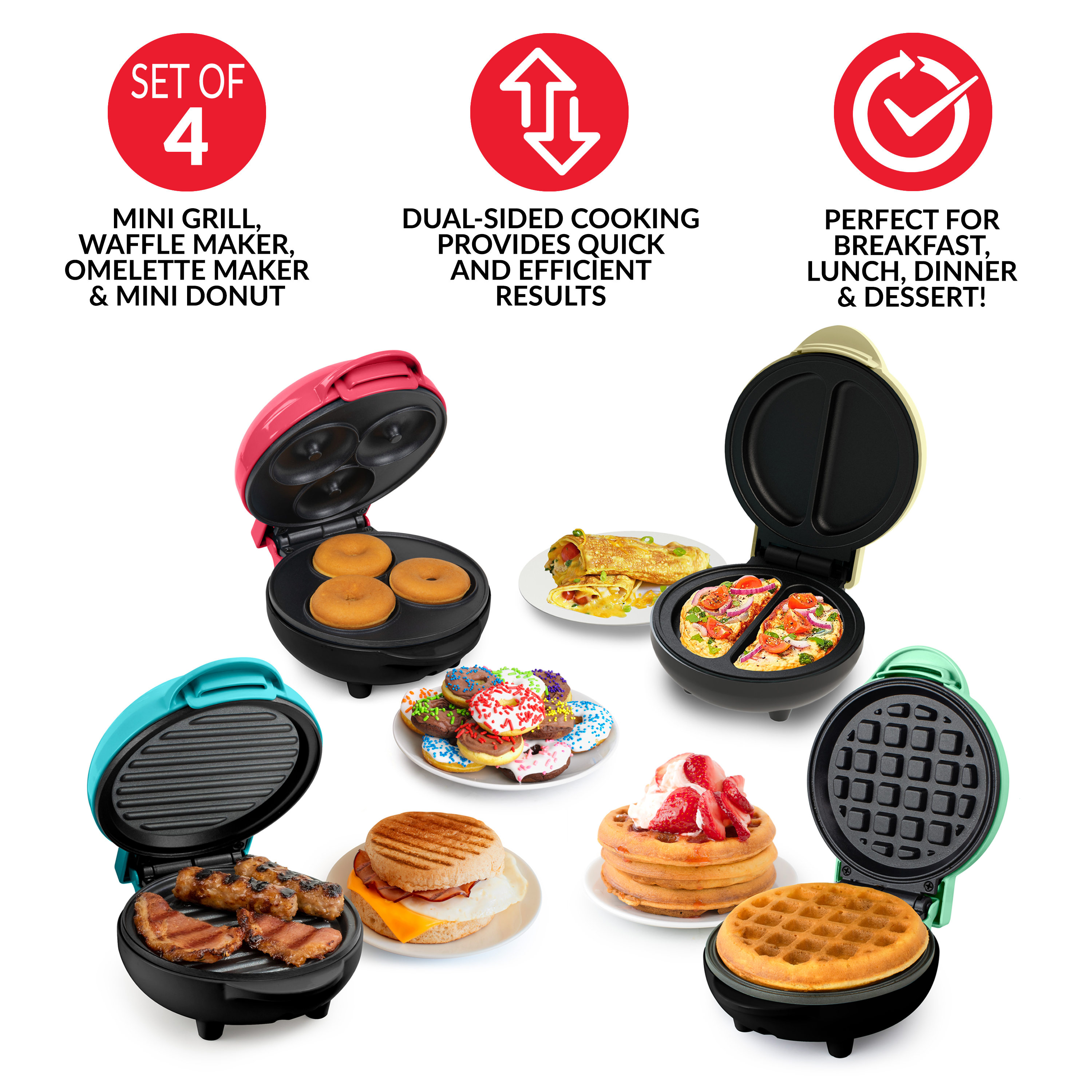 MyMini Deluxe Value Box Set; includes Waffle Maker, Griddle, Donut Maker, and Omelette Maker 4 pack - image 3 of 10