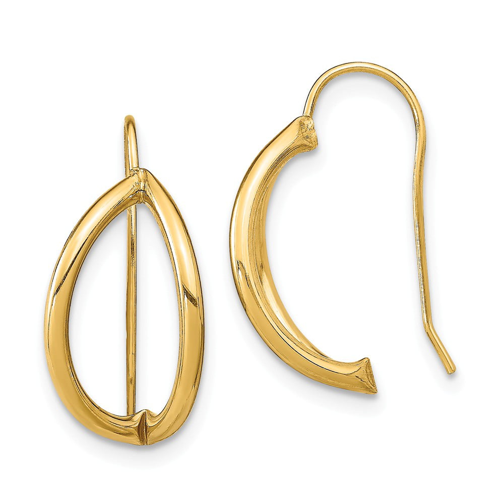 Solid 14k Yellow Gold Half Circle Wire French Wire Earrings - 17mm x ...