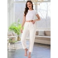 thumbnail image 3 of DARING DIVA Women's Fleece Fuzzy Elastic Waistband Lounge Pants XS White, 3 of 6