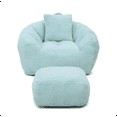 thumbnail image 7 of Lovableguy Oversized Bean Bag Chair for Adults and Kids,Shell-Shaped Fluffy Faux Fur Lazy Floor Sofa with Foot Stool for Living Room,Dorm,Light Blue, 7 of 7