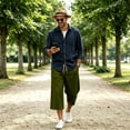 thumbnail image 6 of Men's Baggy Sweat Shorts Solid Y2k Shorts Casual Under Knee Shorts 3/4 Gym Shorts with Big Pockets, 6 of 7