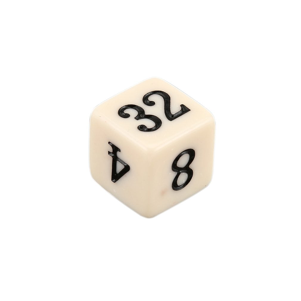 2, 4, 8, 16, 32, 64 Pack of 6 Opaque 16mm Doubling Dice Cube White 