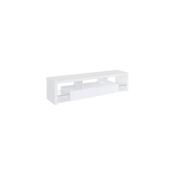 TV Stand 71" Modern Entertainment Center with Drawers & Glass Shelves - White