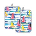 thumbnail image 7 of Yayeee Pot Holders Kitchen Heat Resistant with Pocket 7"x9.8" Cotton Oven Cooking Hot Pads, Yellow Hand Drawn Sailboats, 7 of 7