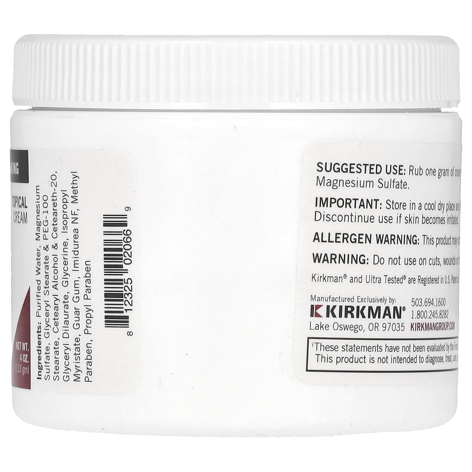 Kirkman Labs Original Epsom Salt Cream , 4 oz (113 gm) HSA/FSA