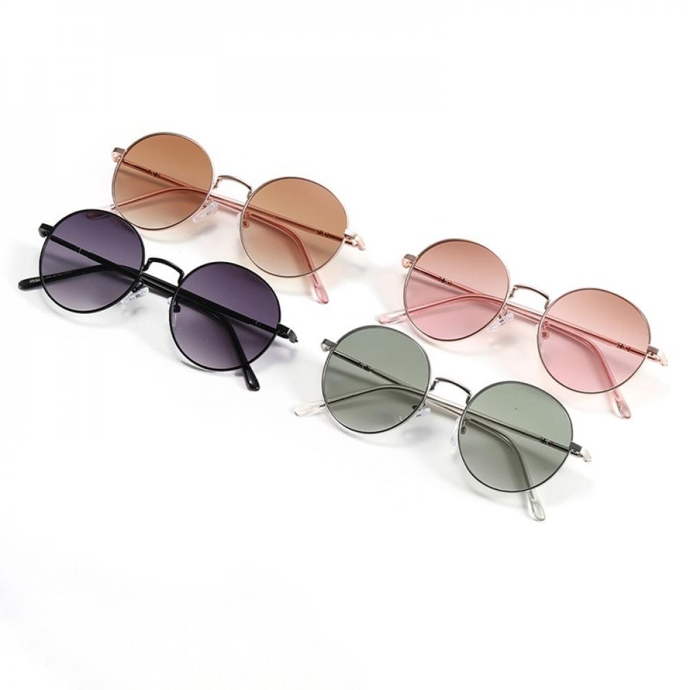 Women Vintage Round Sunglasses Solid and Ocean Color Lens Sun Glasses Brand Design Metal Frame Circle Female Sunglasses - image 2 of 5