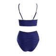 thumbnail image 4 of WUANDIXFA Bikini Ensembles pour Femmes Deux Pièces Femmes Bikini Taille Haute Mode Mignon Deux Pièces Rétro Froncé Taille Haute Imprimé Ensemble de Bikini Bleu Marine,TP, 4 of 6