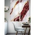 thumbnail image 4 of Marble Red Sheer Curtains 72 Inch Length 2 Panels Set, Gold Foil Ceramic Style Cracks Scratches Voile Window Treatment Rod Pocket Curtains Sheers Drapes for Bedroom/Living Room/Kitchen 52"x72"x2, 4 of 7