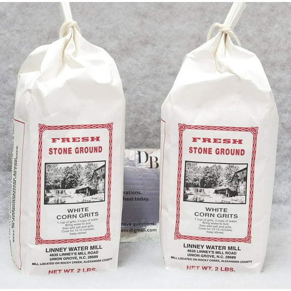 Linney's Mill Fresh White Stone Ground Corn Grits 2/2 lb. Bags Gluten-Free No Preservatives