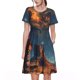 thumbnail image 1 of Disketp Cowboy Boots Under Starry Sky para Vestido de Manga Corta para Mujeres, Vestidos de Verano para Mujeres, Casual y Holgado para la Playa, 1 of 6