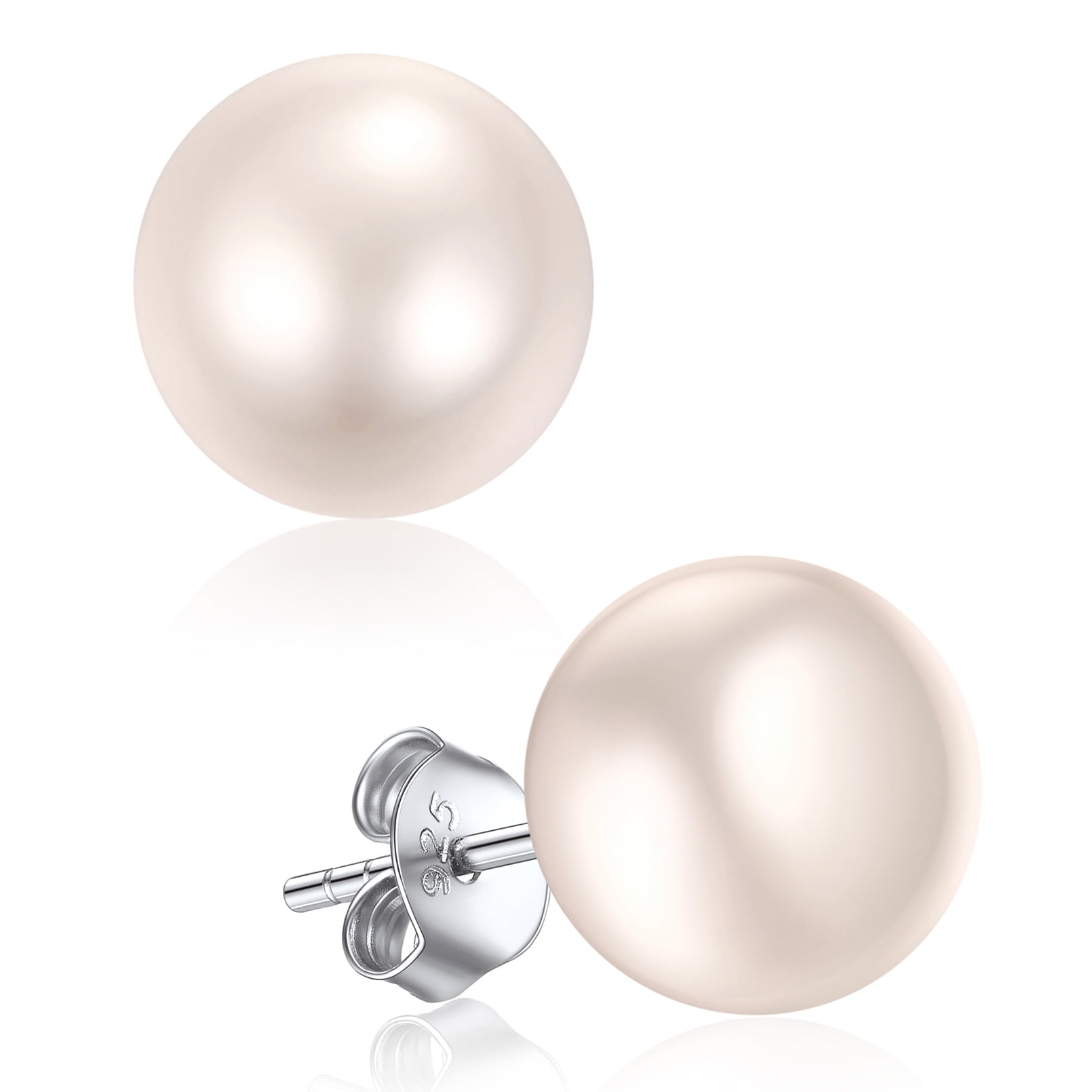 Buy Estele Rhodium Plated Charming White Pearl Stud Earrings for Women  Online