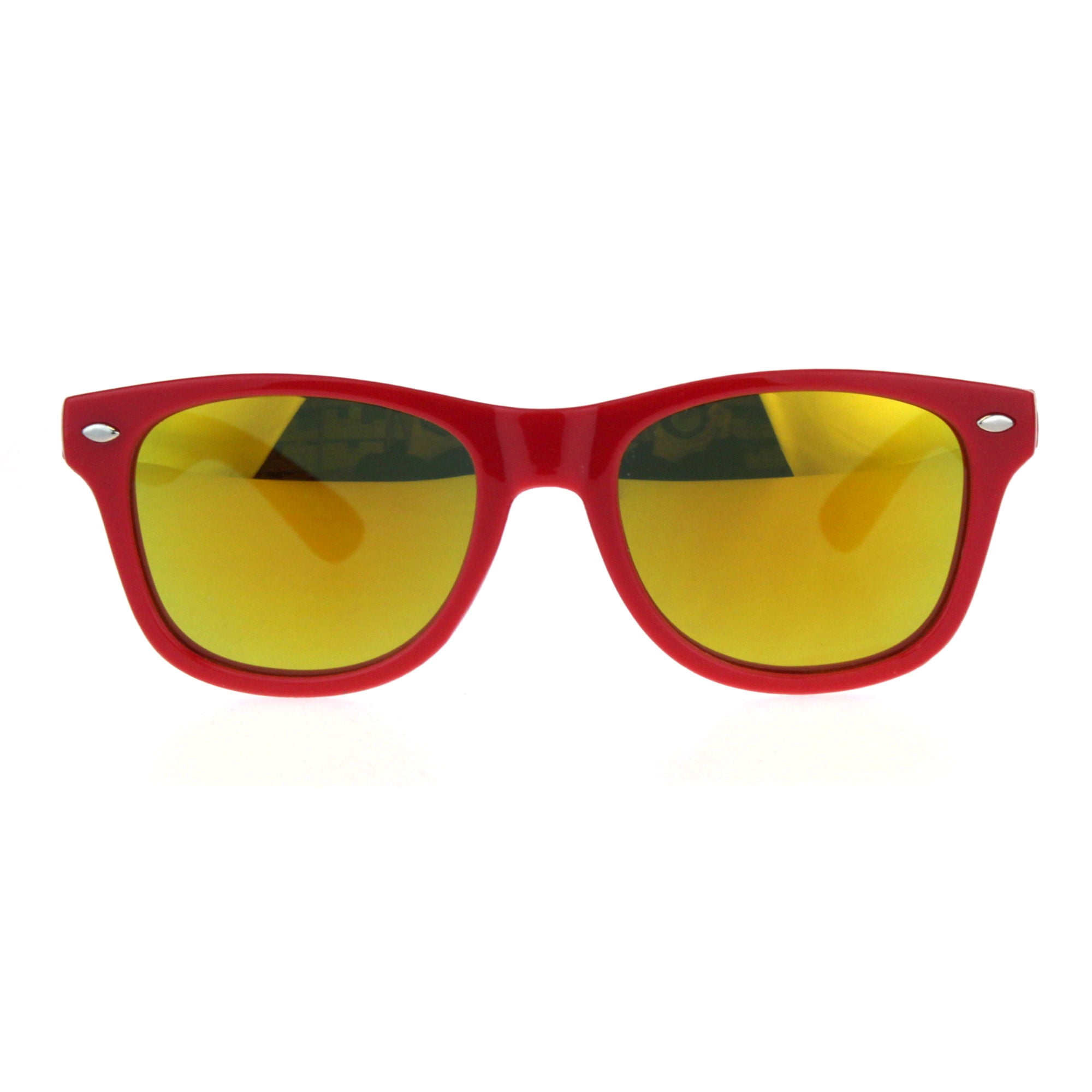 Kids Mirrored Lens Classic Retro Plastic Horn Rim Hipster Sunglasses 