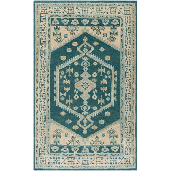 BoutiqueRugs Stepps Traditional Area Rug - Teal, Beige, Aqua - 8' x 10'