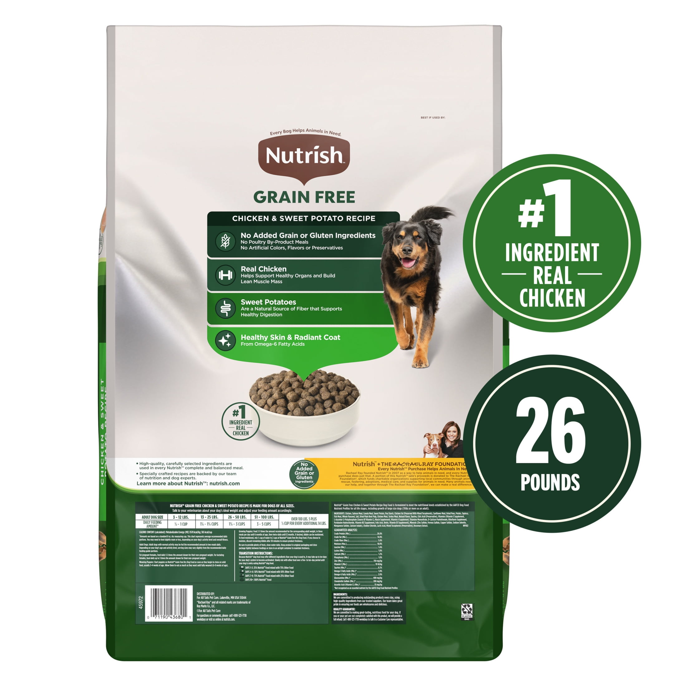 Nutrish Grain Free Chicken & Sweet Potato Recipe Dry Dog Food, 26 lb. Bag (Rachael Ray)