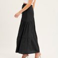 thumbnail image 1 of Falda De Verano Falda larga informal para mujer, traje de vacaciones de estilo bohemio de algodón de línea A (negro S) Kuymtek para Mujer Negro T M, 1 of 6