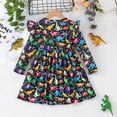 thumbnail image 4 of Utlike Girls Dresses A Line Princess Dress Comfy Ruffle Sleeve Dinosaur Skirt Relaxing Fit Sundress For Girl Size 5 Years-6 Years, 4 of 8