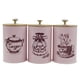 thumbnail image 1 of Juego de 3 recipientes para café, té y azúcar, botes de cocina, organizador de decoración de hierro Rosa, 1 of 9