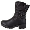 thumbnail image 4 of ABSOLUTE FOOTWEAR Womens Chunky Soled Fleece Lined Faux Leather Ankle Boot with Inside Zip - Black - US 10, 4 of 7