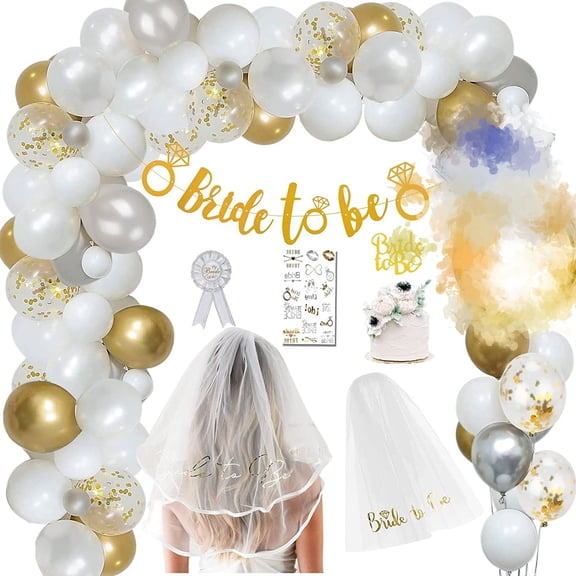 YANSION Gold Bride To Be Balloons Set, Ring Balloon for Bride To Be Party Decorations, Bride Balloons Gold, Bridal Shower Decorations