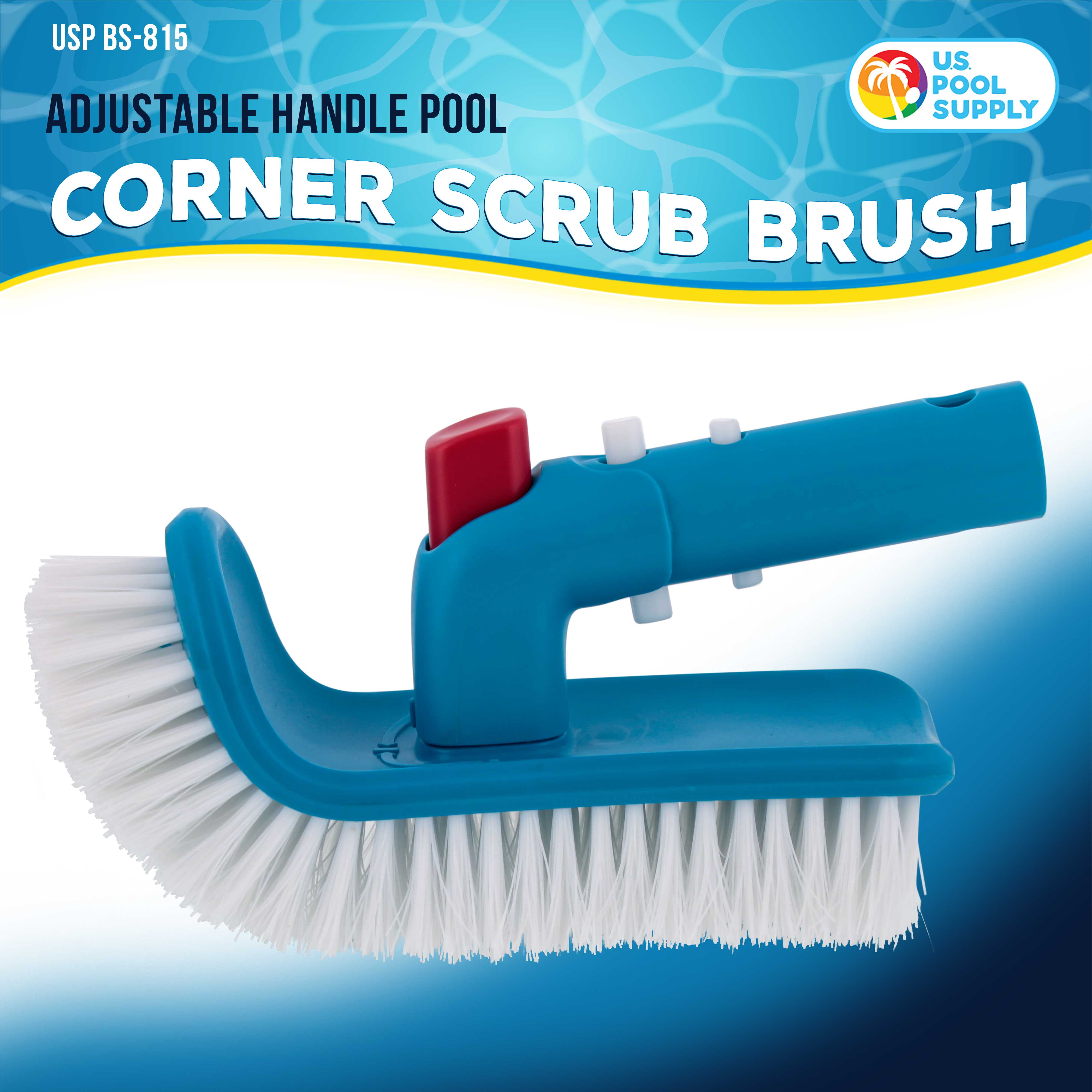 U.S. Pool Supply® Professional Pool Step and Corner Cleaning Brush with  Adjustable 180 Degree Handle Rotation, Scrub Clean Swimming Pools Spas Hot