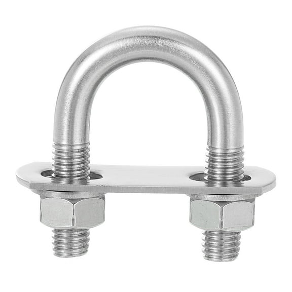 Round U-Bolts, 8 Sets 25mm(0.98") Inner Width 56mm Length M10 304 Stainless Steel U Clamp Bolt with Nuts and Plates