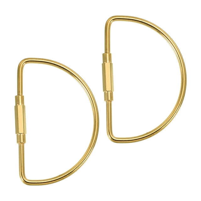 Unique Bargains Brass Key Ring, Screw Lock Semicircle Shape Keychain, 2pcs