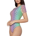 thumbnail image 3 of Picia Rainbow Peacock Feathers Womens One Piece Swimsuits Modest Tummy Control Bathing Suits Lace Up Slimming Swim Suit-Small, 3 of 9
