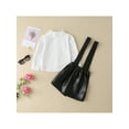 thumbnail image 3 of Bagilaanoe 2pcs Toddler Baby Girls PU Skirt Set Long Sleeve White Shirt Suspender Dress 1T 2T 3T 4T 5T 6T Outfits, 3 of 9