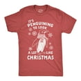 thumbnail image 1 of Mens It's Penguining to Look A Lot Like Christmas T Shirt Funny Holiday Penguin Xmas Tee (Heather Red - Penguining) - 3XL, 1 of 3