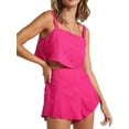 thumbnail image 3 of SAYOO - Conjunto de 2 piezas para mujer, camisetas sin mangas de color sólido y pantalones cortos de cintura alta para verano SAYOO casual, 3 of 5