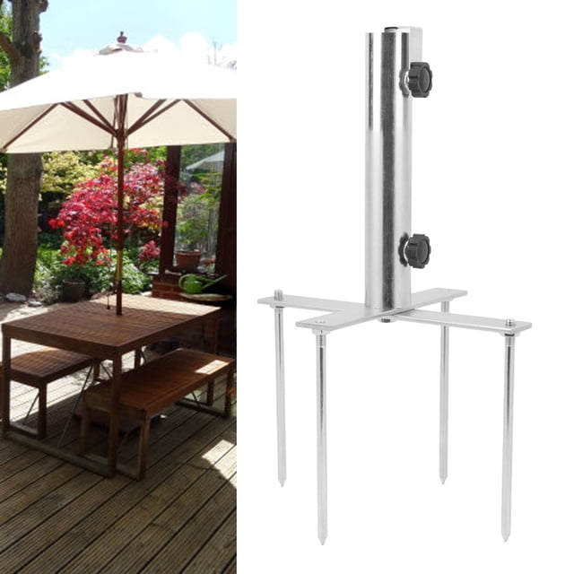 Ancrage de Parasol de Plage, Base de Parasol en Acier Inoxydable Polyvalente Réglable Facile à Installer Portable Robuste pour Poteaux de 44mm