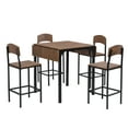 thumbnail image 4 of Harper & Bright Designs Farmhouse 5 Pieces Counter Height Drop Leaf Dining Table Set, Extendable Square Table and 4 Chairs, Brown, 4 of 14