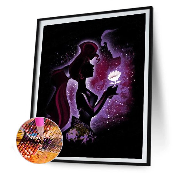 Cuadros Decorativos Kit de pintura de diamante 5D, silueta de dibujos animados, taladro redondo completo, arte DIY (B4434) Tmvgtek embutido en tela