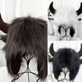 thumbnail image 4 of Joernso Winter Funny Hat Fake Cow Horn Decor Thunderbolt Thick Warm Faux Fur Ear Personality Unisex Windproof Fluffy Photo Prop Women Men Cap, 4 of 8