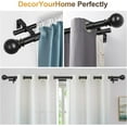 thumbnail image 4 of 1 Inch Double Curtain Rod 72 to 144 Inches(6-12 Feet), Black Telescoping Curtain Rods for Windows 66 to 120 Inches, Heavy Duty Drapery Rod with Round Finials, 4 of 9