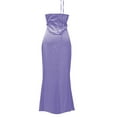 thumbnail image 4 of Vestido de noche de satén para mujer tallas grandes - Elegante cuello en V, diseño en la cintura, vestido de fiesta para bodas - Tallas XS-L, tejido con brillo lujoso, 4 of 5