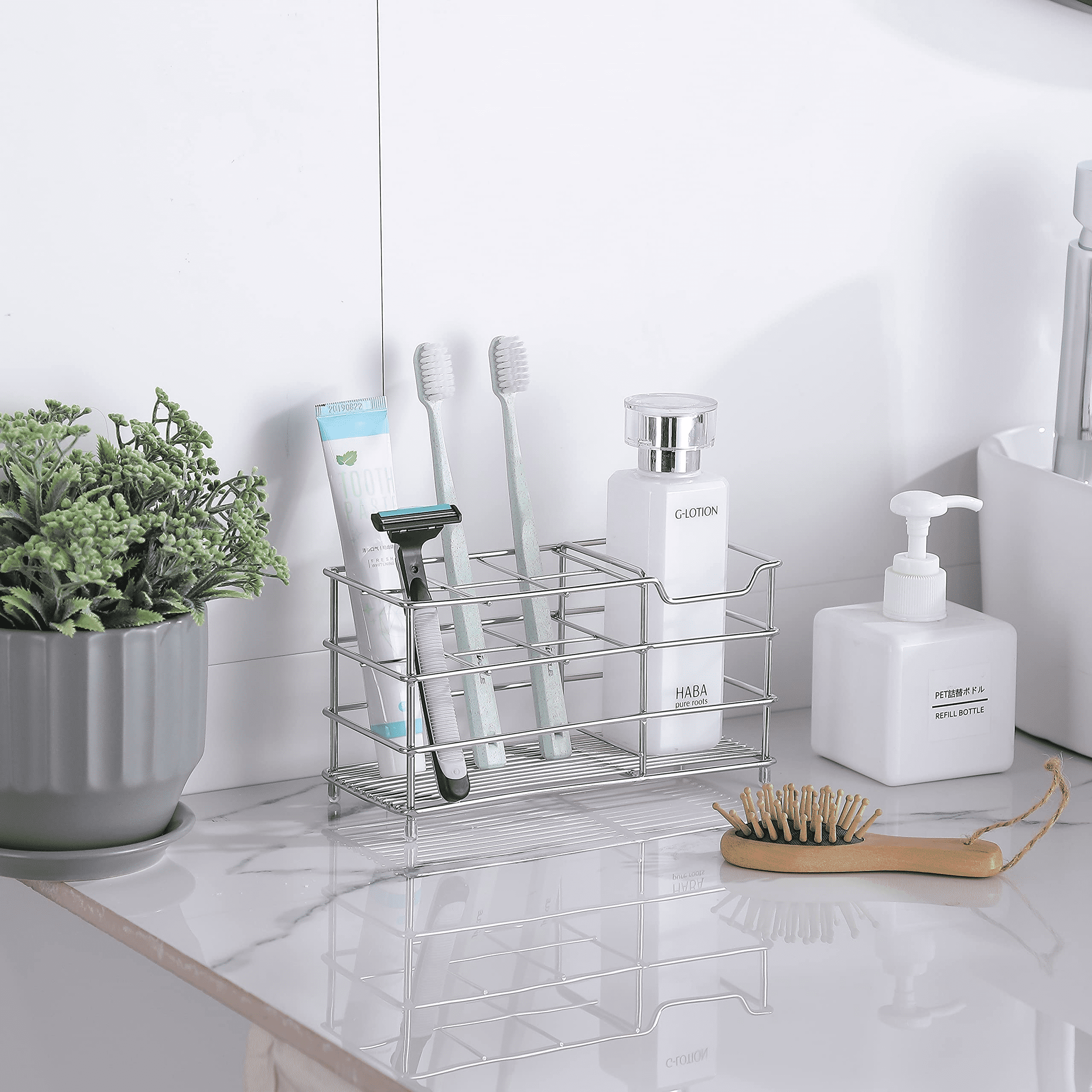 Idealsmart Bathroom Storage Rack w/ Toothbrush Holder Magnetic Cup