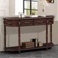 thumbnail image 6 of Aukfa Console Table, 52" Retro Half Moon Sofa Table with 2 Drawers and Shelf for Living Room/Hallway, Espresso, 6 of 8