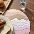 thumbnail image 4 of Round Placemats Set of 4 Pink Beach Waves Place Mats Washable Woven Placemat Abstract Lines Circle Braided Table Mat for Kitchen Dining Table Party Home Decor 15 Inch, 4 of 8