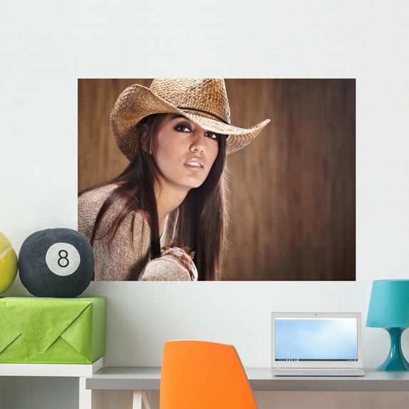 Sexy Woman with Cowboy Wall Mural by Wallmonkeys Peel and Stick Graphic (36 in W x 26 in H) WM40419