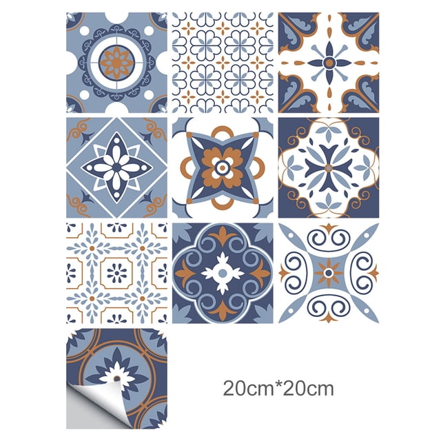Azulejo de pared Vinilo Flor Etiqueta de la pared Mural Calcomanía para azulejos Etiqueta autoadhesiva impermeable para azulejos, MZ-2-140, Grande Inevent HA002473-143