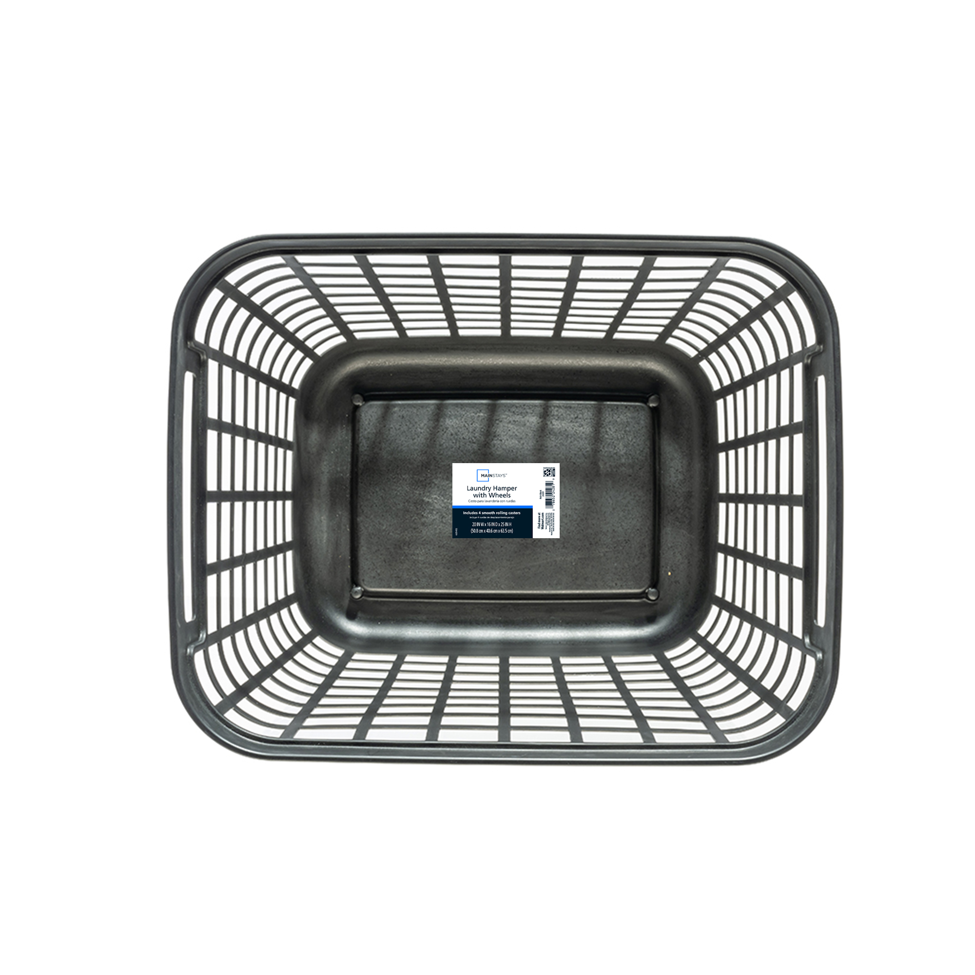 Mainstays 2.6 Bushel Rolling Laundry Hamper, Black photo 7