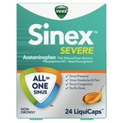 Vicks Sinex Severe LiquiCaps, All-in-One Sinus Relief, over-the-Counter Medicine, 24 Ct