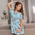 thumbnail image 6 of Salouo Sailboats Anchors Print Short Sleeve Sleepshirt for Womens Comfy Nightgown Scoopneck Cute Nightdress Ruffle -Small, 6 of 7