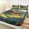 thumbnail image 3 of Manfei Vintage Rustic Cottage Twin Sheet Sets 3pcs for Female Men,Nature Scenery Twin Fitted Sheet Microfiber,Colorful Floral Flowers Breathable Flat Sheet,Microfiber Bedroom Decor, 3 of 7